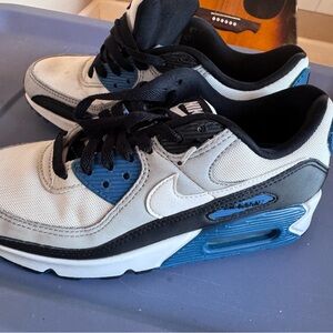 Nike Kids's Air Max White and Blue Sneakers